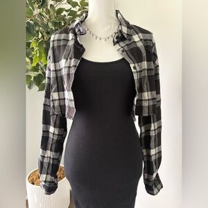 Plaid Black and White Women's Top
